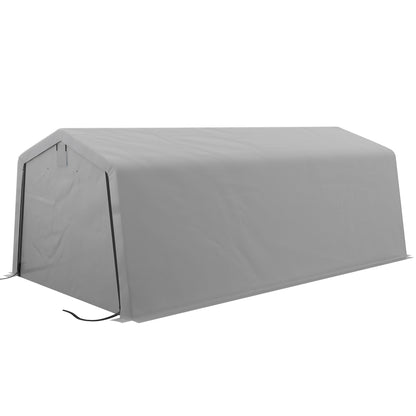 11' x 20' Portable Garage, Heavy Duty Carport Canopy with Ventilation Windows and Large Roll-up Door, Grey