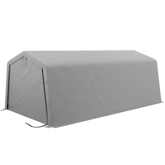 11' x 20' Portable Garage, Heavy Duty Carport Canopy with Ventilation Windows and Large Roll-up Door, Grey