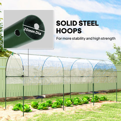 Tunnel Tomato Greenhouse with 4 Hoops and Top Tap, Pointed Bottom and Guy Ropes, 157.5" x 47.2" x 66.9", Clear
