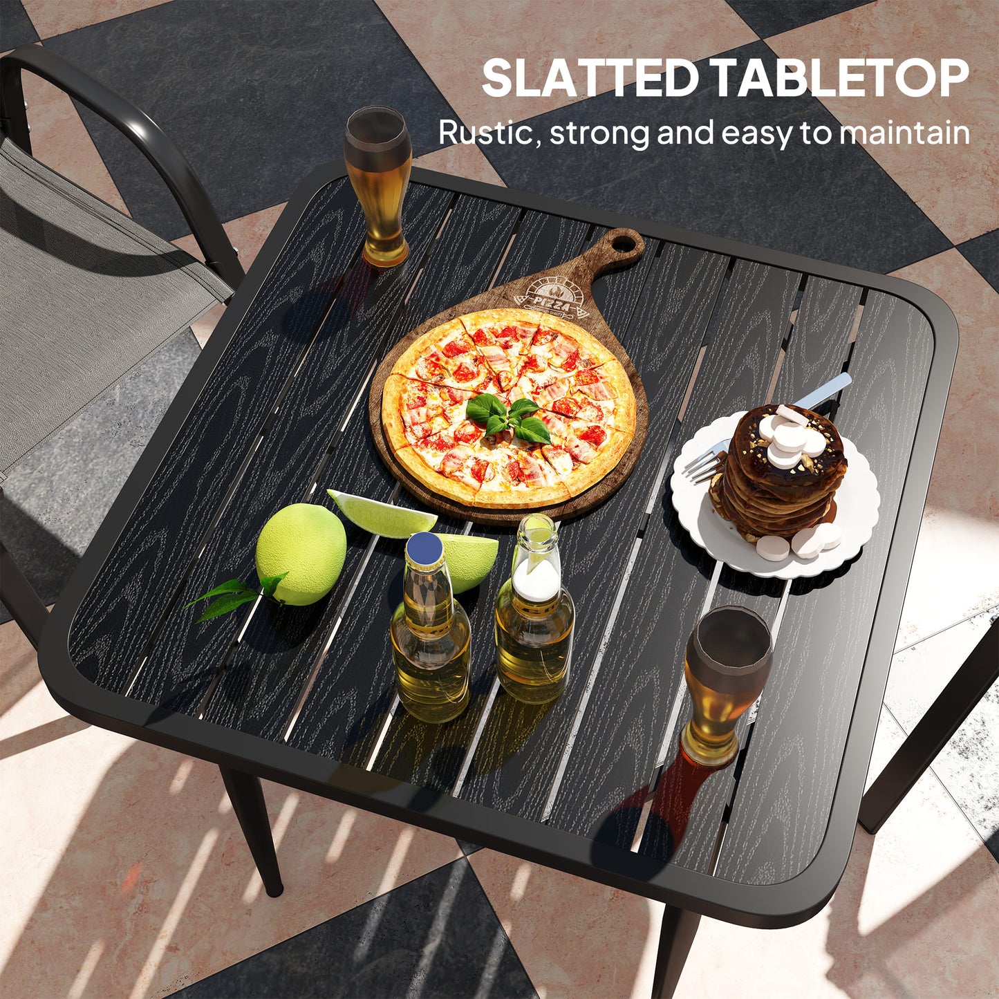 31.5" Patio Dining Table for 4, Metal Square Outdoor Table for Garden, Lawn, Backyard, Black