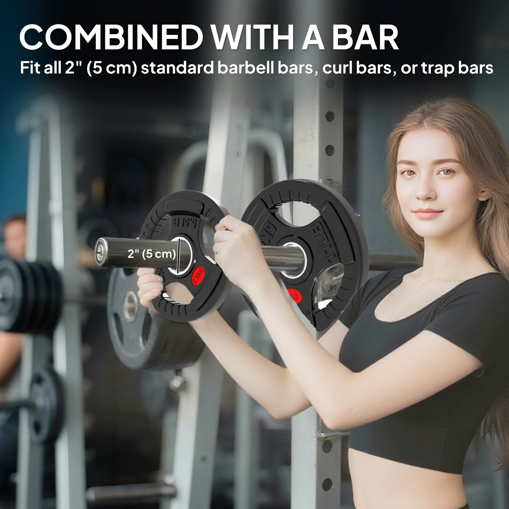 Soozier Weight Plates Set, 2-Inch Barbell Weights Set w/Tri-Grips for Weightlifting and Strength Training, 2 x 6lbs, 2 x 11lbs