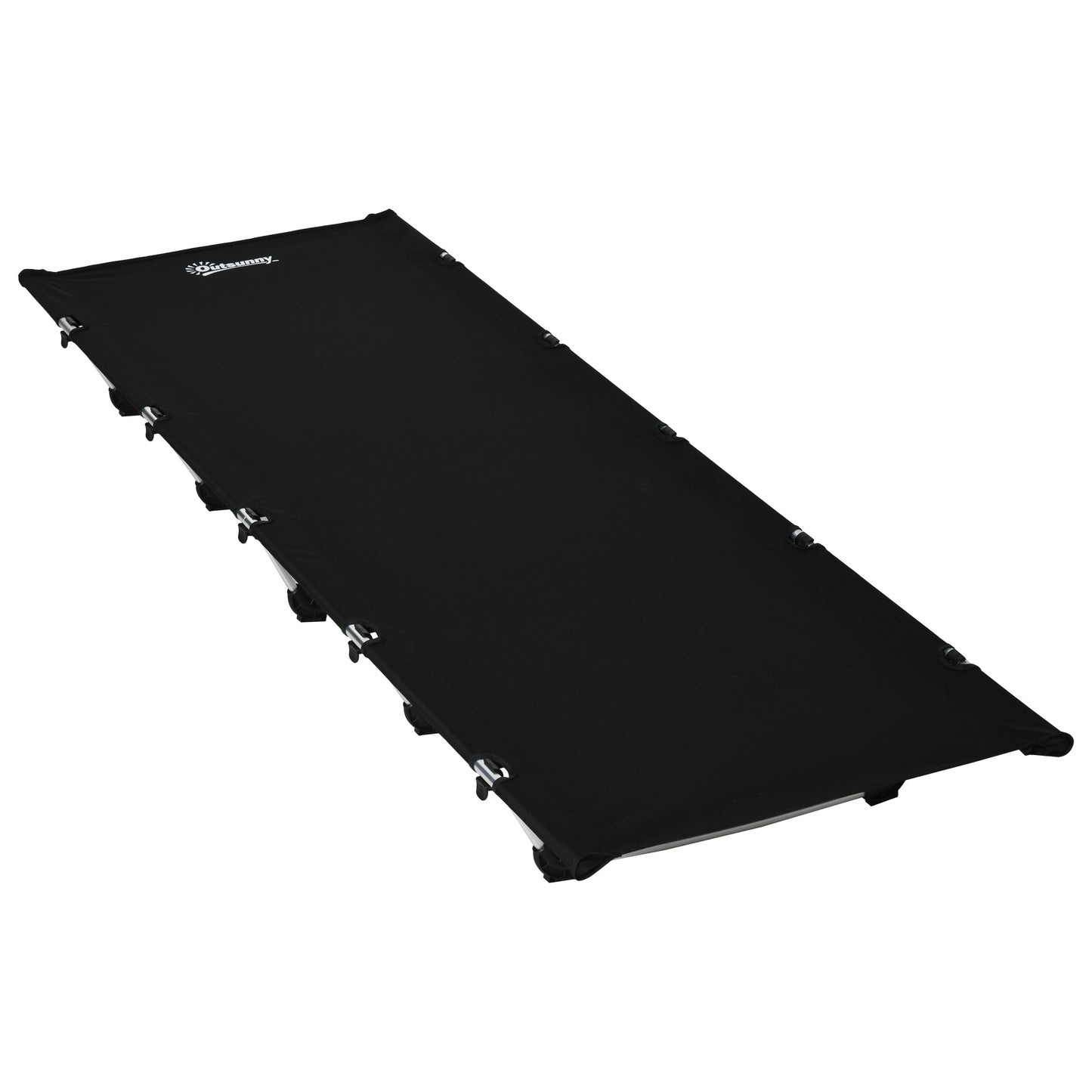 Lightweight Camping Cot, Aluminium Portable Folding Bed w/ Strong Support 331 lbs and Carry Bag for Camping, Black