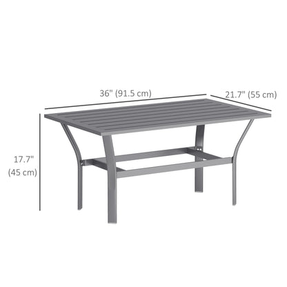 Outdoor Side Table with Slatted Tabletop, Metal Patio Coffee Table for Garden, Balcony, Dark Grey