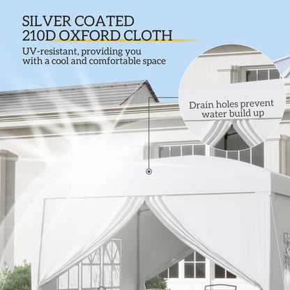 9.7' x 9.7' Outdoor Pop Up Party Tent Wedding Gazebo Canopy with Carrying Bag (White)