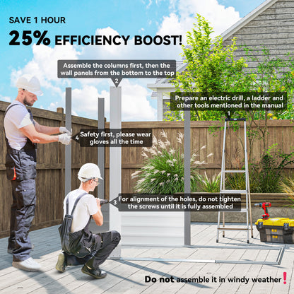 7.7' x 6.5' Outdoor Metal Garden Shed House Hut Gardening Tool Storage with Ventilation, Light Grey