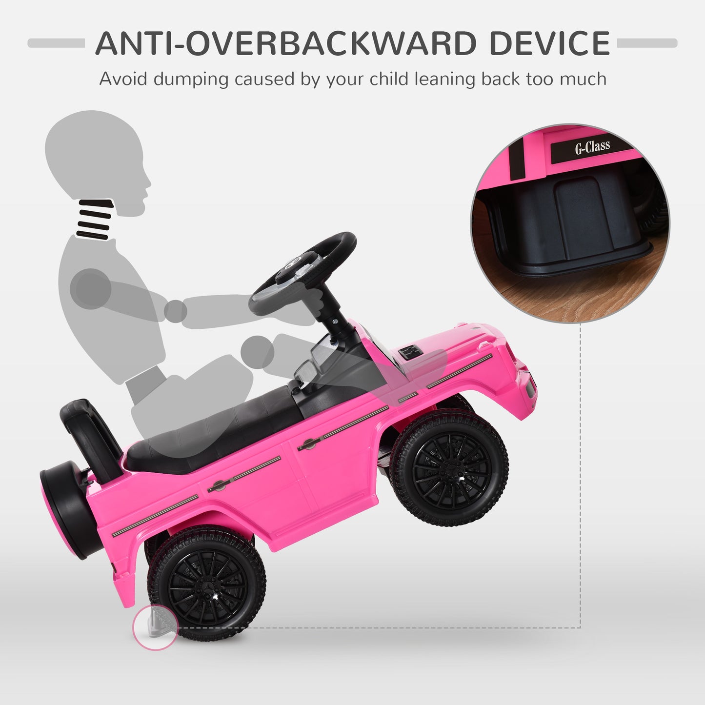 Aosom Compatible Baby Toddler Push Car Foot-to-Floor Ride-On Wheel Mercedes-Benz G350 Licensed Pink