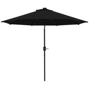 9ft Solar Patio Umbrella Outdoor Sunshade 24 LED Lights Tilt Canopy Black
