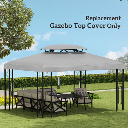 13' x 10' Gazebo Replacement Canopy 2 Tier Top UV Cover Pavilion Garden Patio Outdoor, Light Grey (TOP ONLY)