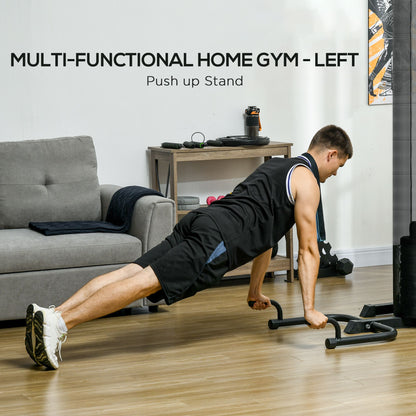 Soozier Multi Home Gym Equipment, Workout Station with Sit up Bench, Push up Stand, Dip Station, 143lbs Weights