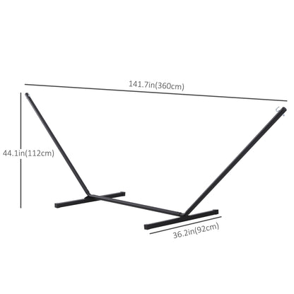 11.8'L Hammock Stand Extra Long Heavy Duty Straight Pole Day Bed Swing Metal Frame Simple Set Up Garden Outdoor Camping Picnic Use Black