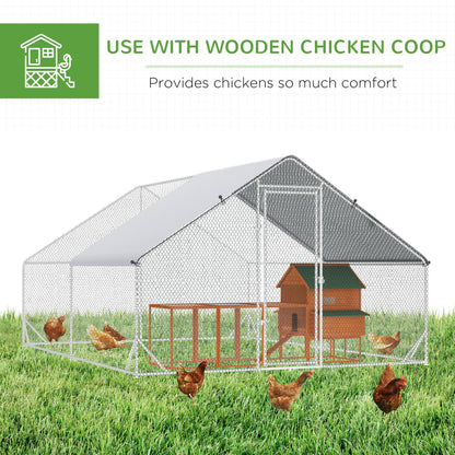 9.8' x 13.1' x 6.6' Chicken Coop Cage, Outdoor Hen House w/Cover & Lockable Door
