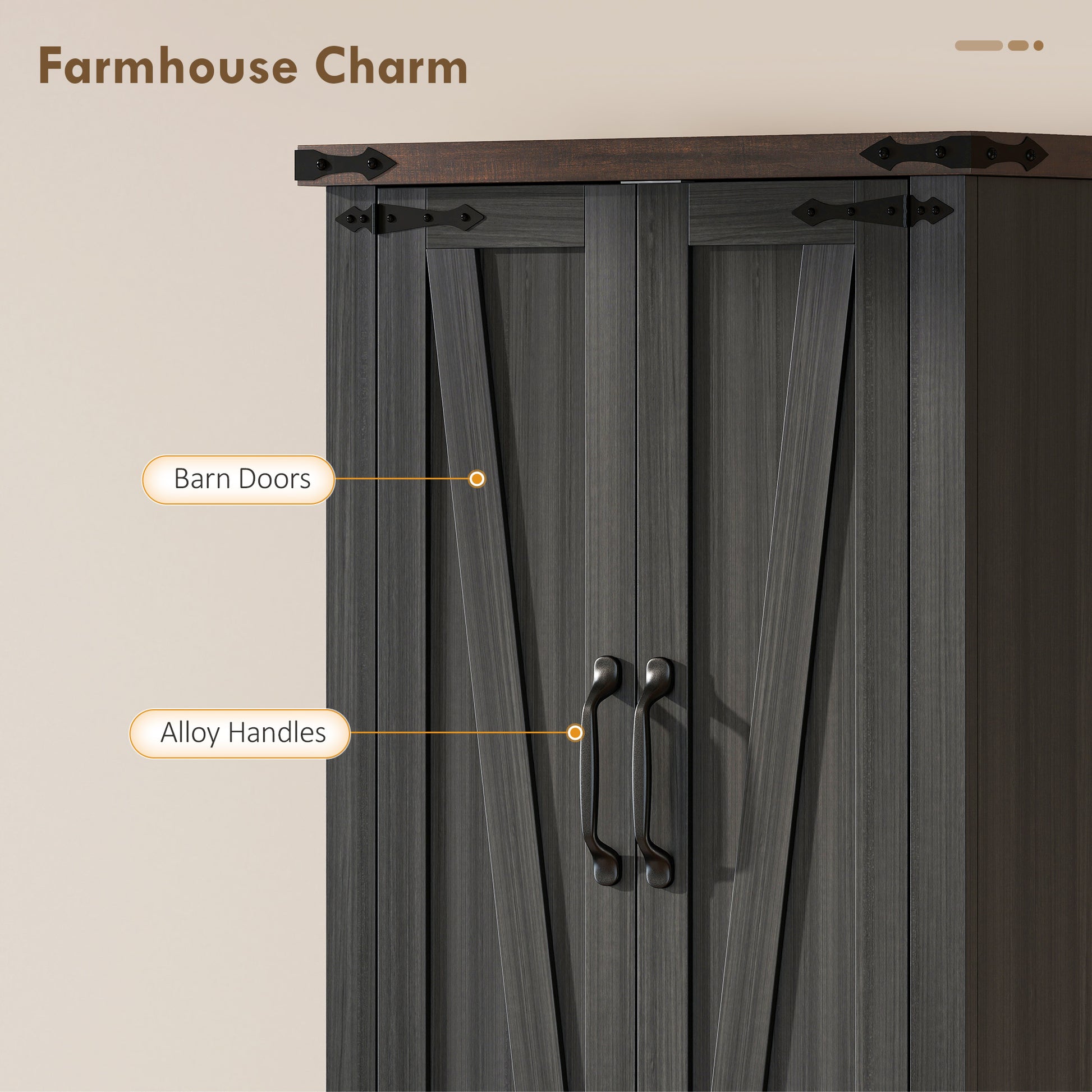 72" Pantry Cabinet, Farmhouse Freestanding Kitchen Storage Cabinet with Adjustable Shelves for Dining Room, Black