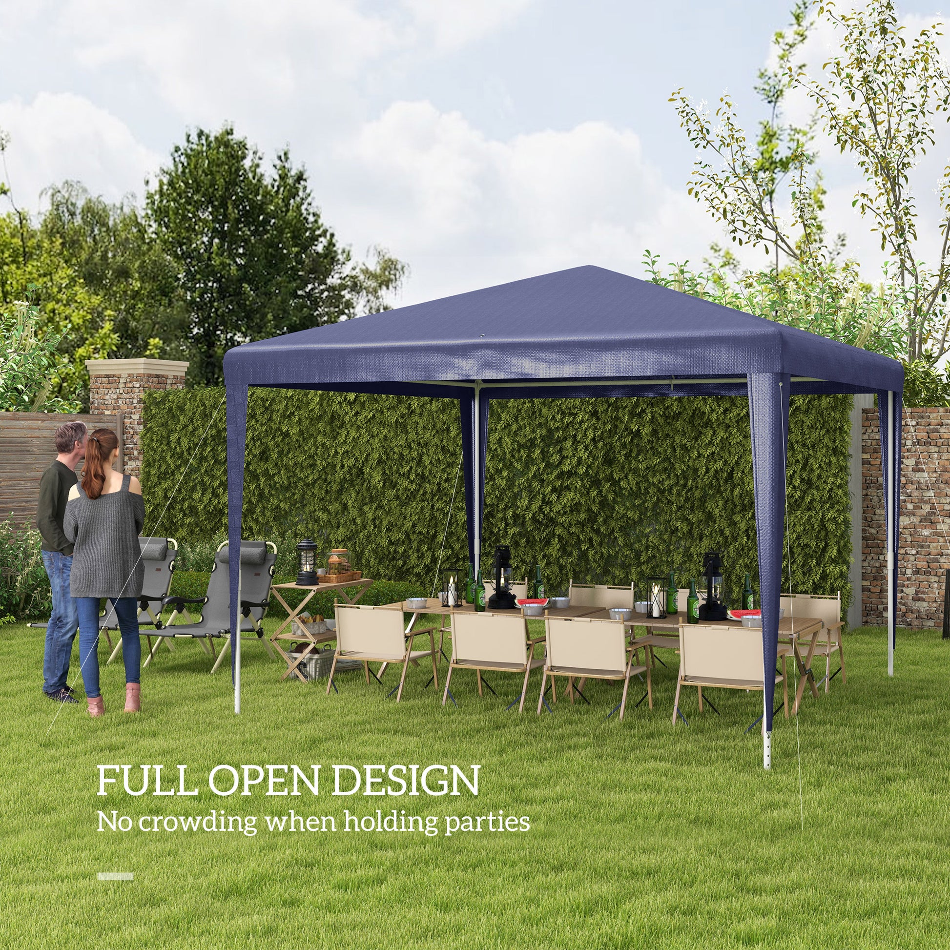 10x10ft Party Tent Portable Gazebo, Folding Garden Canopy Event Shelter Outdoor Sunshade Dark Blue