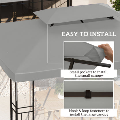 13' x 10' Gazebo Replacement Canopy 2 Tier Top UV Cover Pavilion Garden Patio Outdoor, Light Grey (TOP ONLY)