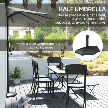 9ft Half Round Umbrella Outdoor Patio Garden Balcony Parasol Window Sun Shade w/ 5 Ribs Light Grey
