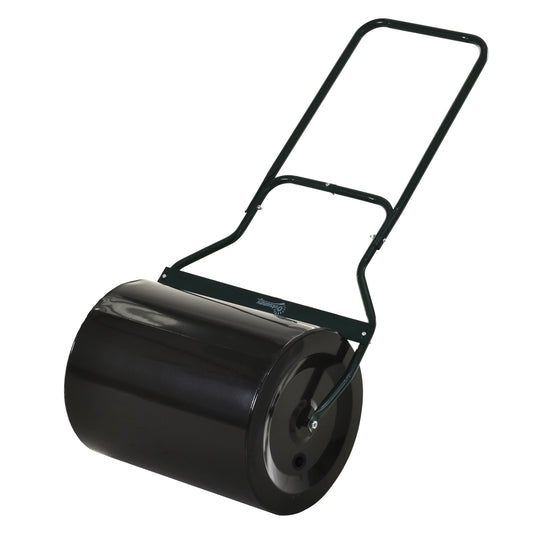20" Push/Tow Behind Lawn Roller, Heavy Duty Sod Drum Roller Filled with 16 Gal Water/Sand, Grass Flattener for Yard, Patio, Park, Black