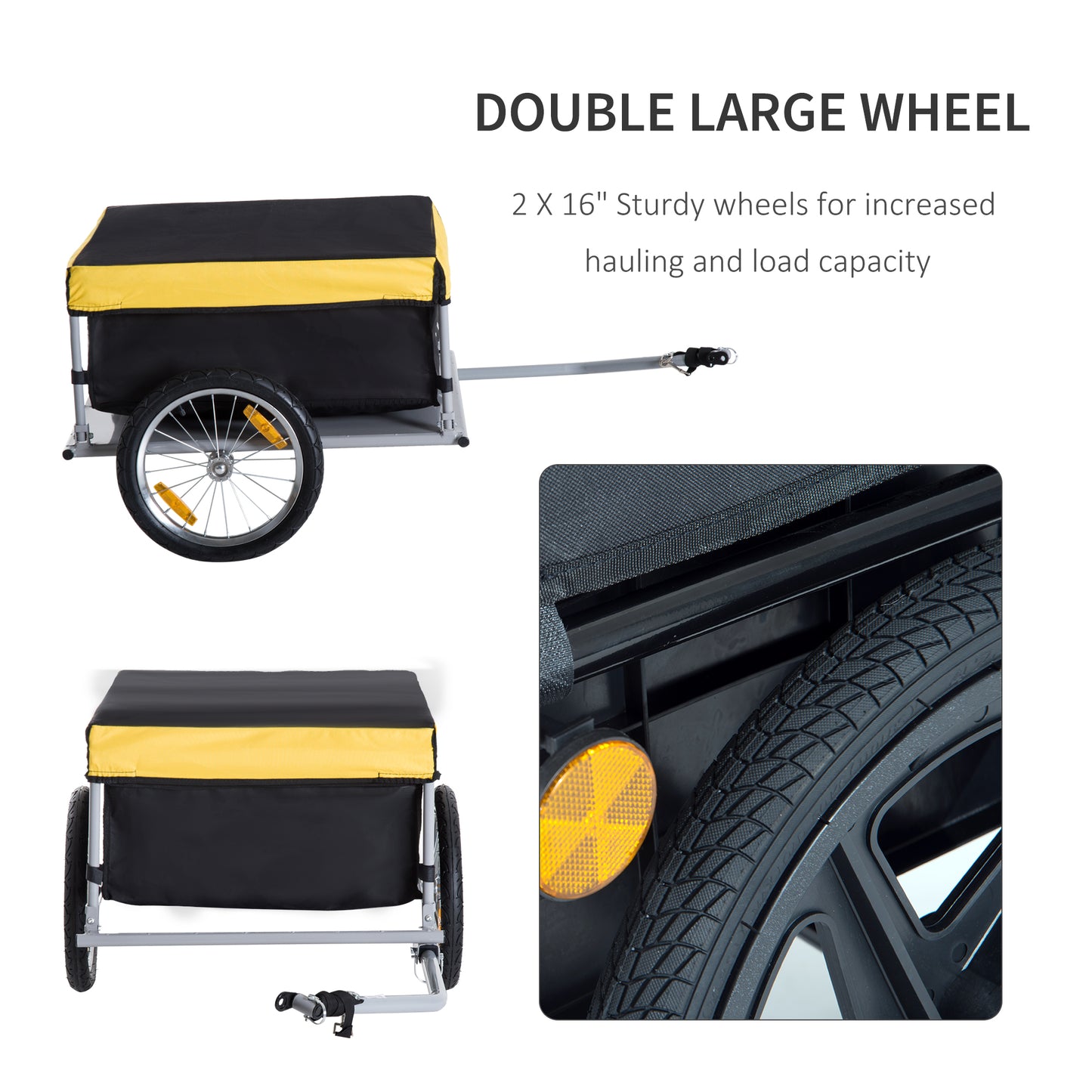 Aosom Bicycle Bike Cargo Trailer Garden Utility Cart Carrier Tool Yellow