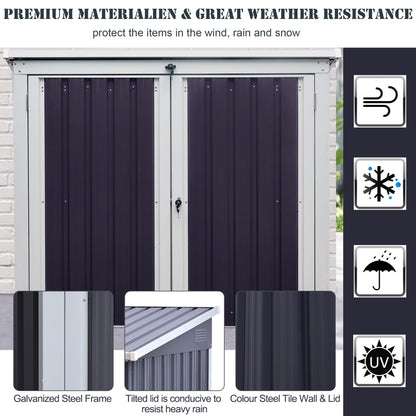 5ft x 3ft Outdoor Garbage Bin Storage Shed with Lockable Doors and Lid, Outside Storage Shed for Trash Can, Black