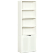 4-Tier Open Bookshelf with Doors Modern Home Office Bookcase Storage Cabinet for Living Room Bathroom Study, White