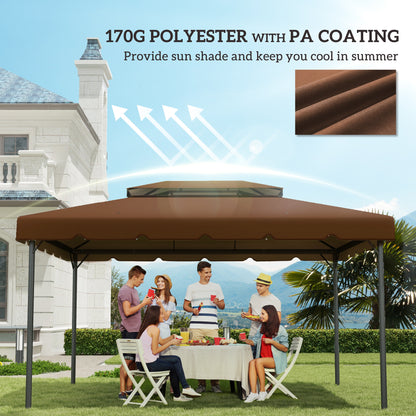 13' x 10' Gazebo Replacement Canopy, Gazebo Top Cover with Double Vented Roof for Garden Patio(TOP ONLY), Coffee