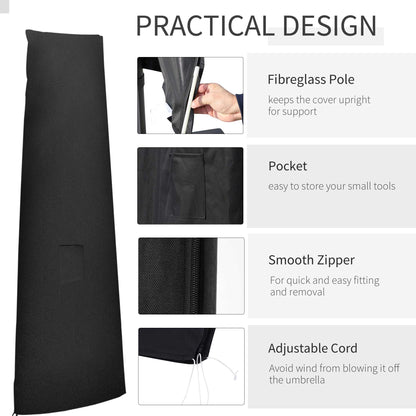 Outdoor Large Umbrella Cover Patio Cantilever Banana Parasol Protector Weather Resistant Black