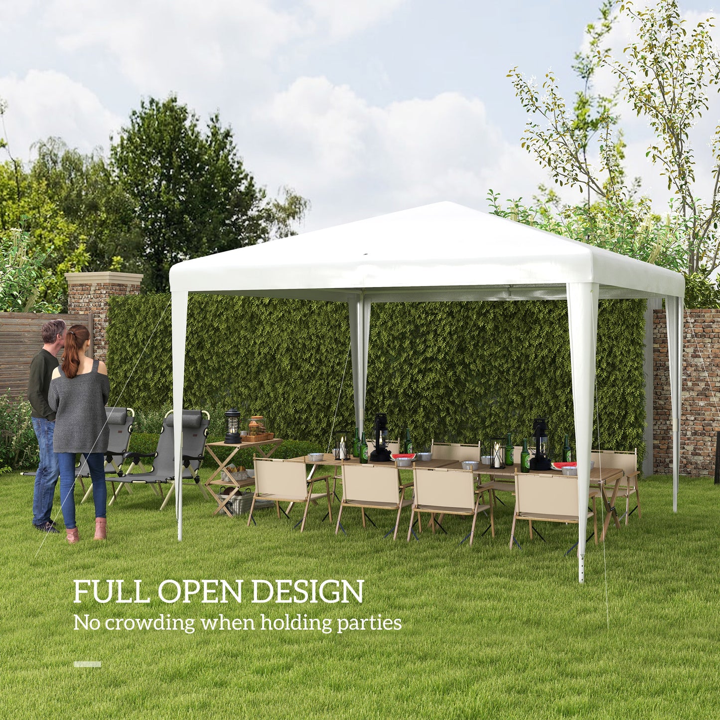 10x10ft Party Tent Portable Gazebo, Folding Garden Canopy Event Shelter Outdoor Sunshade White