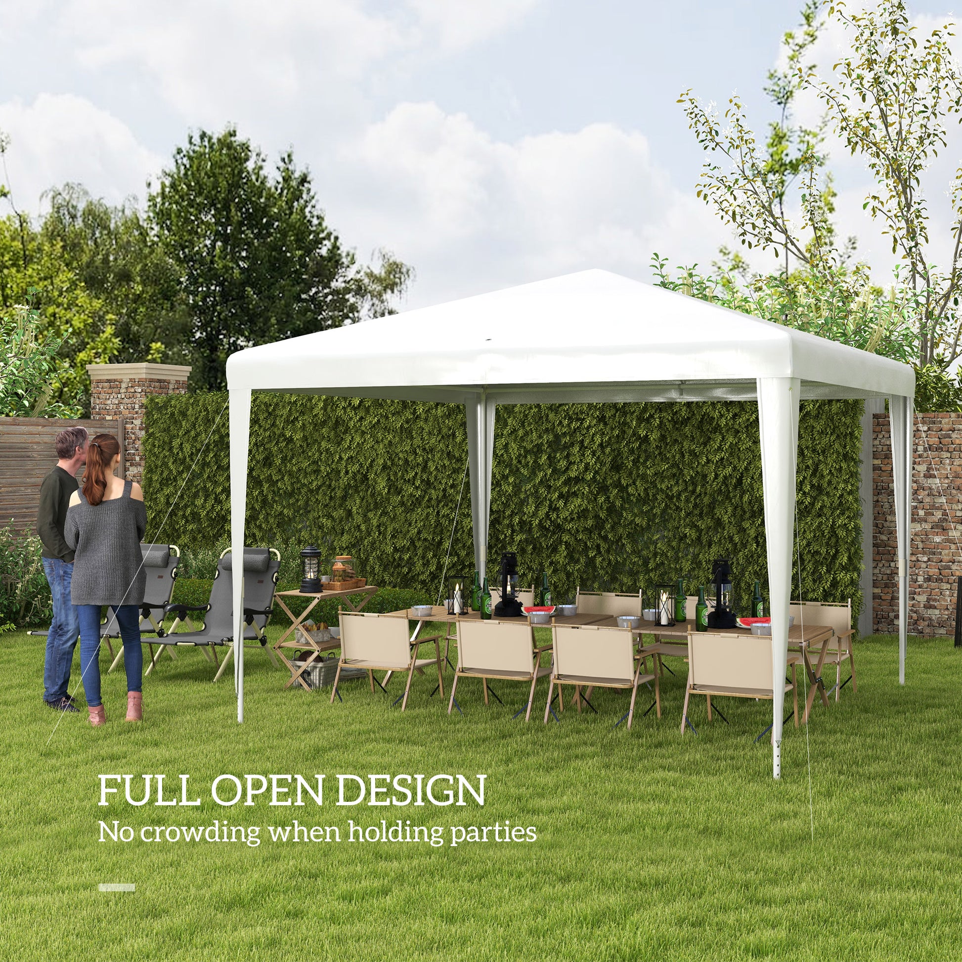 10x10ft Party Tent Portable Gazebo, Folding Garden Canopy Event Shelter Outdoor Sunshade White