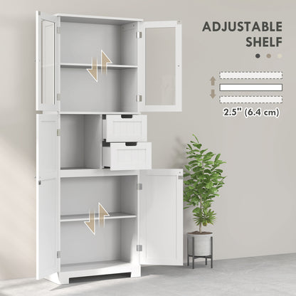 Tall Bathroom Storage Cabinet, Floor Bathroom Cabinet with Adjustable Shelves, for Kitchen, Living Room, White