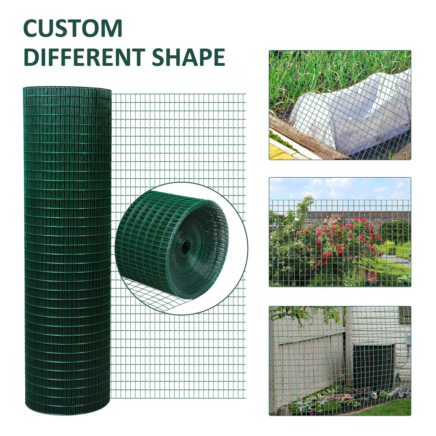 Chicken Wire Fencing 98' x 3', 1" x 0.5" Rectangle Chicken Wire for Crafts Garden Poultry, Metal Hardware Cloth Netting for Chicken Coops, Rabbit Cage, Dark Green