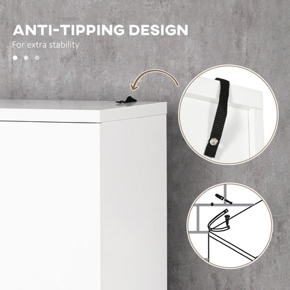 Bathroom Cabinet, Freestanding Linen Cabinet with Open Shelves and Cupboards, 23.6"x13.2"x72", White