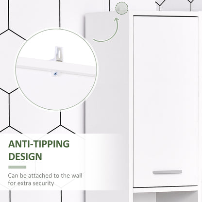 Tall Bathroom Vanities, Narrow Bathroom Cabinets with 2 Doors, Open Compartment and Adjustable Shelves, White