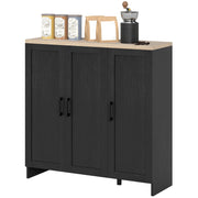 Modern Sideboard Buffet Cabinet, Modern Kitchen Storage Cabinet with 3 Doors Adjustable Shelves, for Dining Room, Black