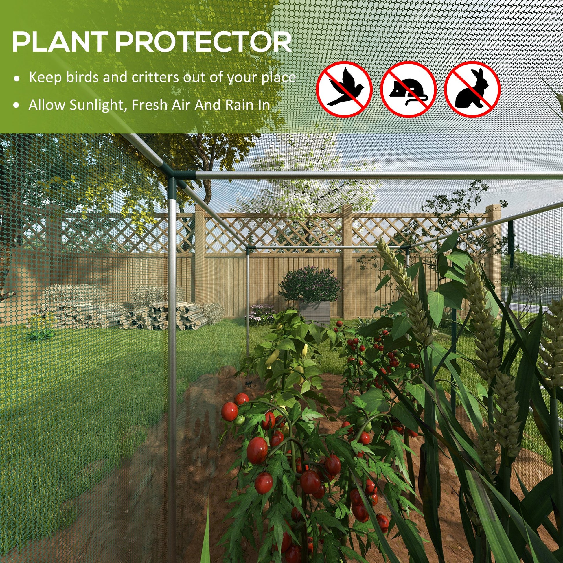 Galvanized Steel Crop Cage, Plant Protection Tent with Zippered Door, 12' x 4', Green