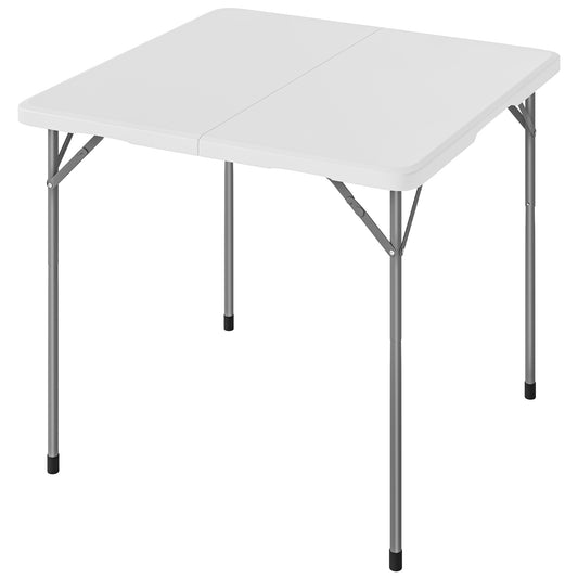Folding Picnic Table Heavy Duty Camping Table 34" x 34", Indoor Outdoor Use for Picnic, Beach, BBQ, White