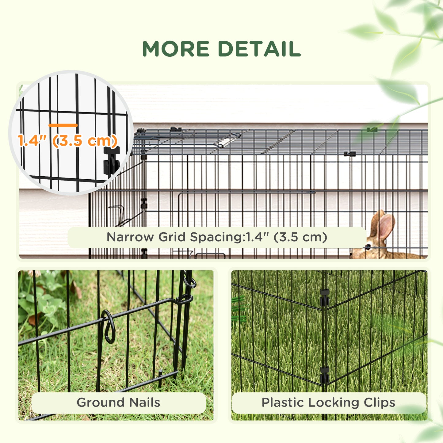 Small Animal Cage with Roof, Indoor/Outdoor Use, for Chicken, Rabbits, Chinchillas, 87" x 34" x 28", Green