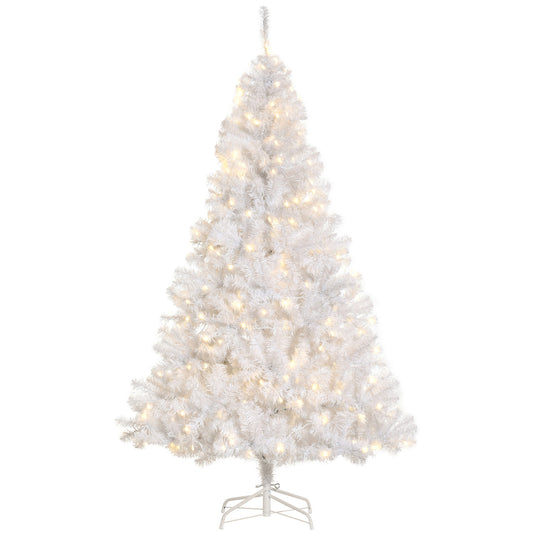 6FT Prelit Artificial Christmas Tree Warm White LED Light Holiday Home Xmas Decoration with Automatic Open, White