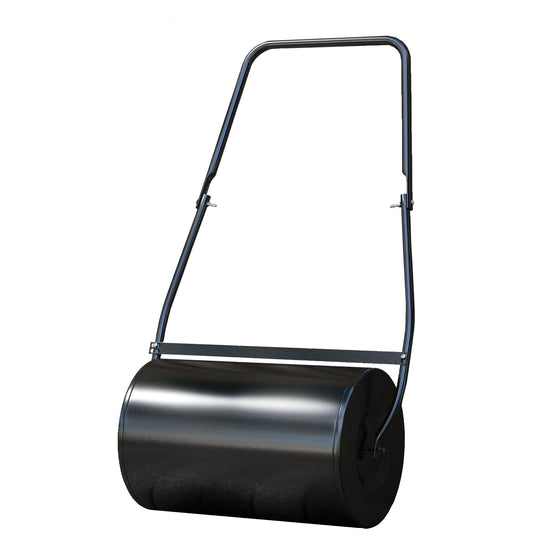20" Push/Tow Behind Lawn Roller, Heavy Duty Sod Drum Roller Filled with 11 Gal Water/Sand, Grass Flattener for Yard, Patio, Park, Black