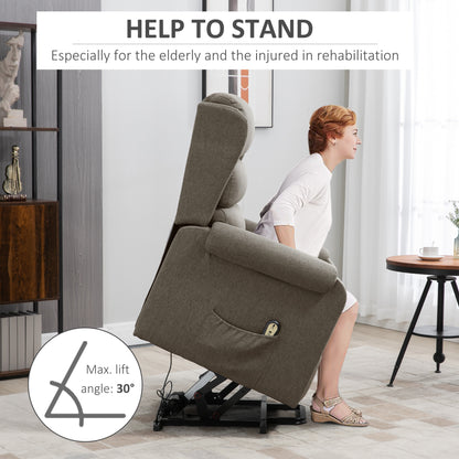 Lift Chair for Elderly, Power Chair Recliner with Footrest, Remote Control, Side Pockets for Living Room, Brown