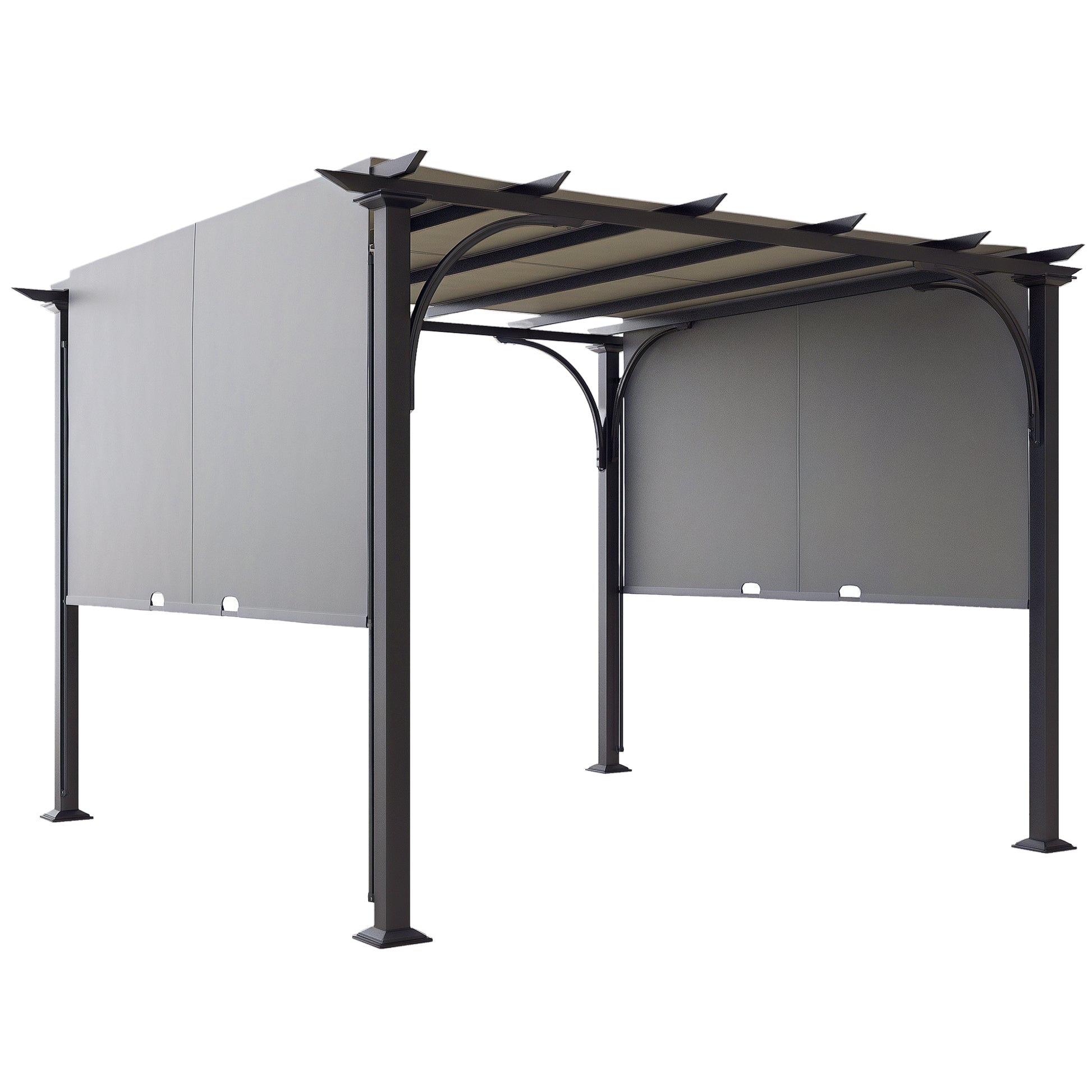 10' x 10' Outdoor Pergola Patio Gazebo Canopy Sun Shelter, Steel Frame, Grey