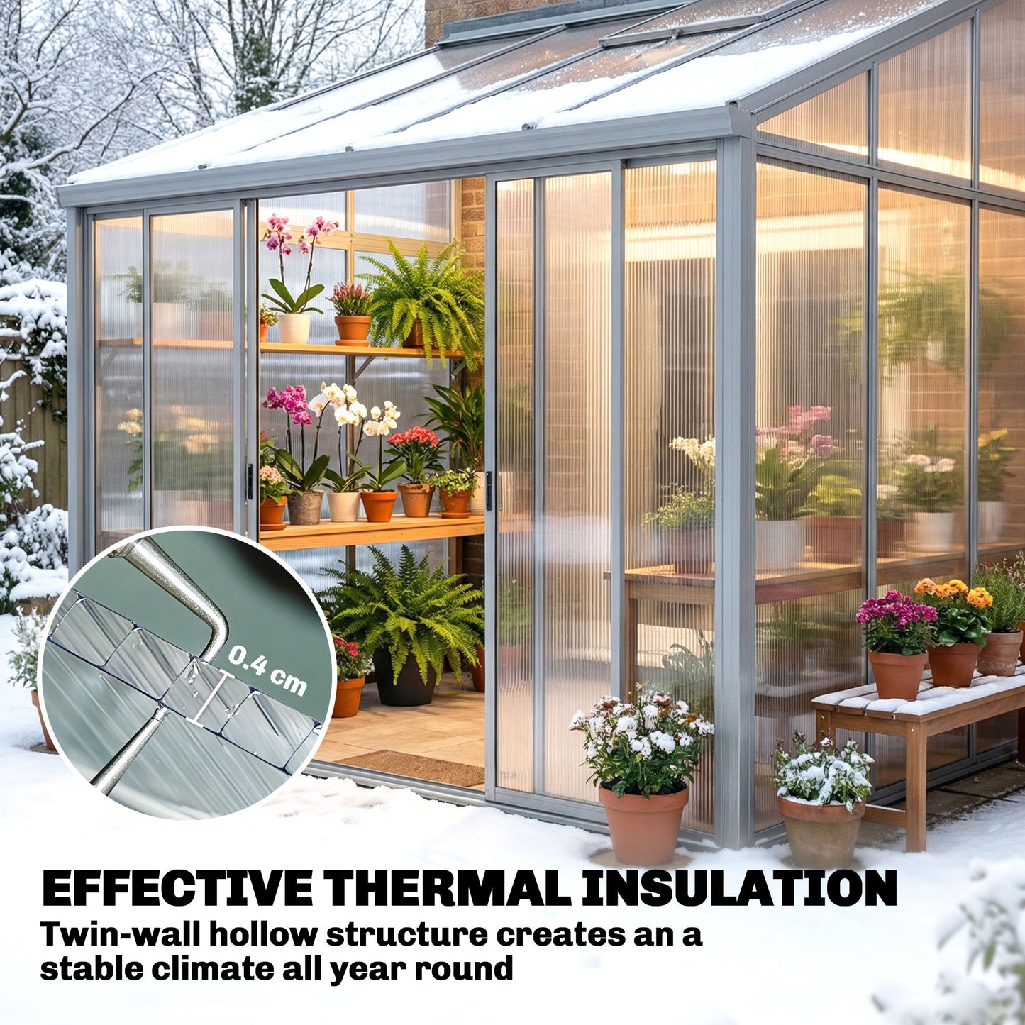 Polycarbonate Greenhouse Panels UV Protected Twin-Wall Roof Panels Clear 47.2" x 23.6", 12 Pack