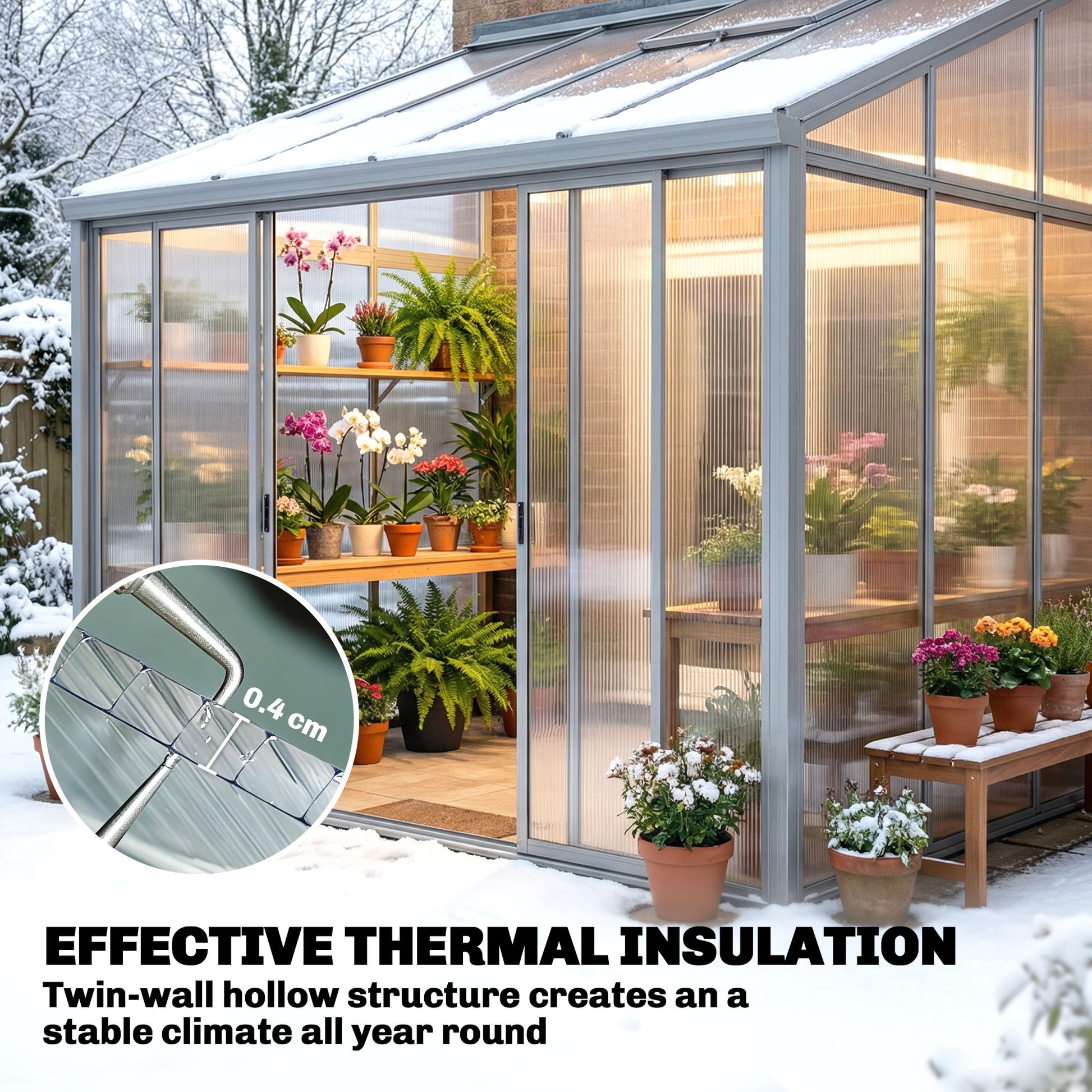 Polycarbonate Greenhouse Panels UV Protected Twin-Wall Roof Panels Clear 47.2" x 23.6", 12 Pack