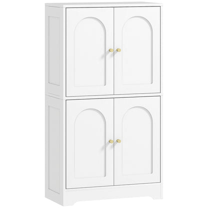 43" Kitchen Pantry Cabinet, Freestanding Modern Storage Cabinet with 4 Arched Doors and 2 Adjustable Shelves, White