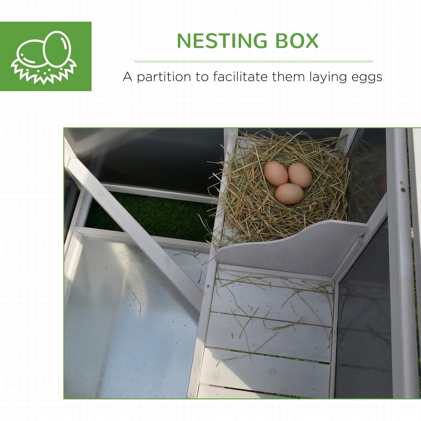 63" Chicken Coop Wooden Hen House Rabbit Hutch Poultry Cage Pen Outdoor Backyard with Nesting Box and Run Small Animal Cage PC Roof Grey
