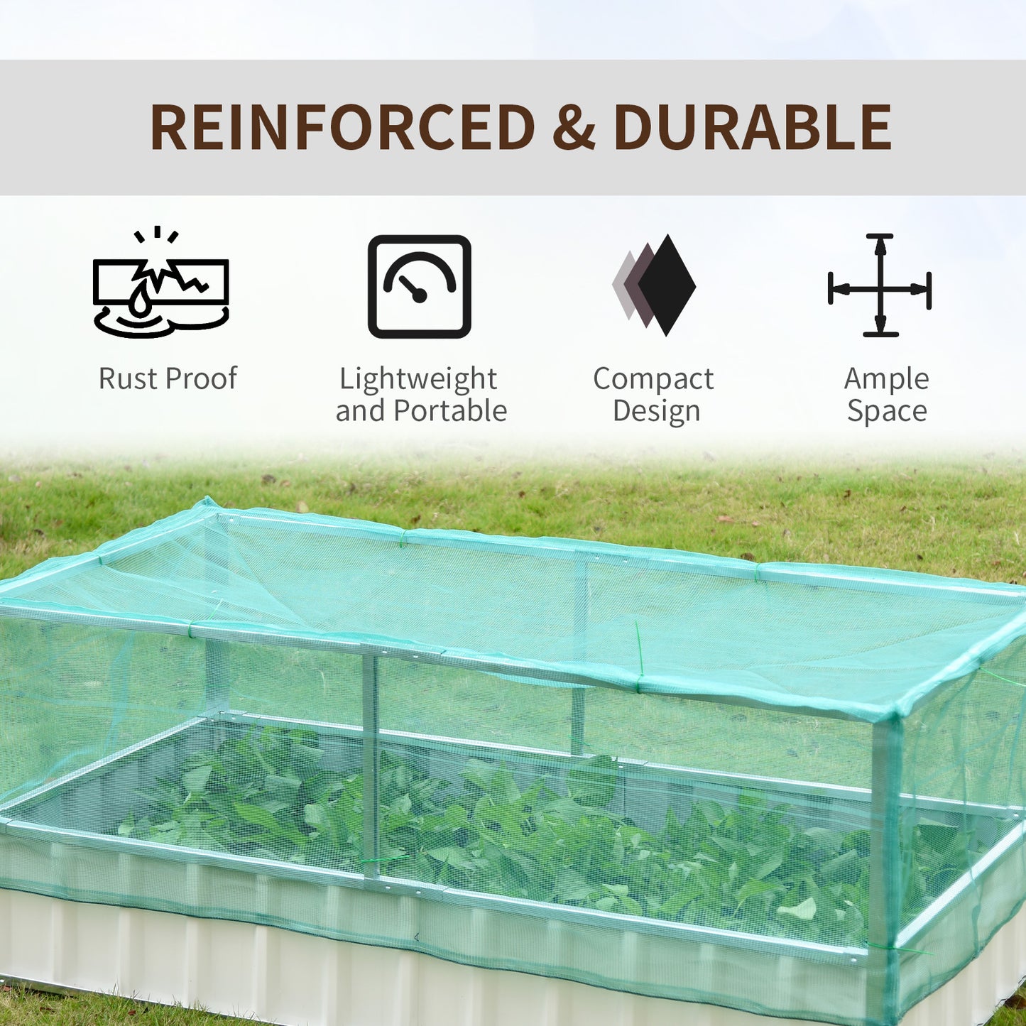 Raised Garden Bed, 5.7 x 3 x 2.3ft Steel Planter Box Outdoor with Cover, Gloves for Growing Vegetables, Flowers, Herbs, Green
