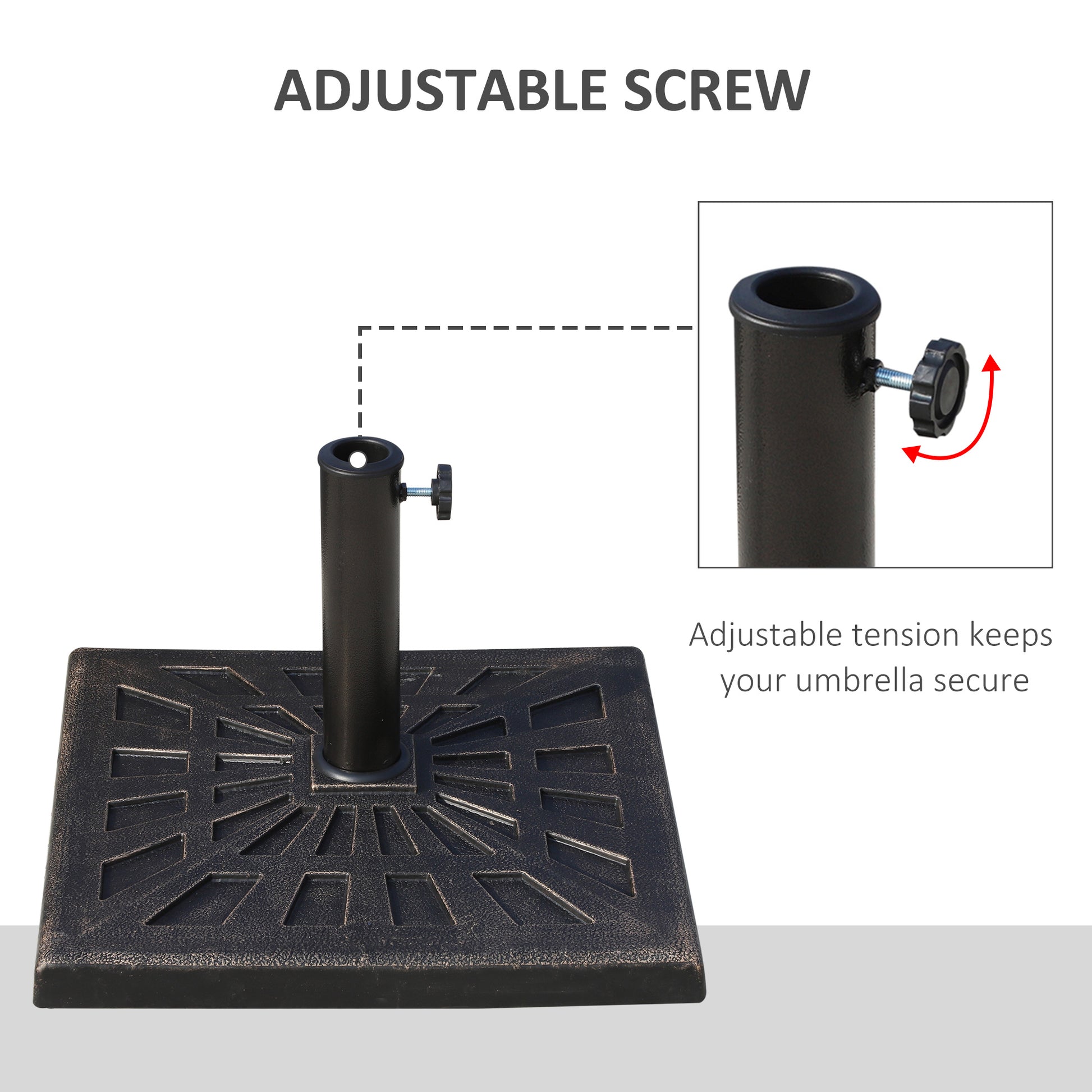 18.5" Square Patio Umbrella Base, Outdoor Resin Parasol Stand Market Umbrella Holder Deck - Bronze