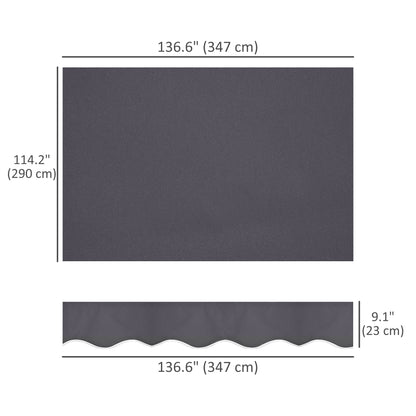 11' x 10' Retractable Awning Fabric Replacement Outdoor Sunshade Canopy Awning Cover, UV Protection, Grey