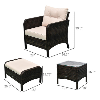 5pcs Outdoor Patio Furniture Set Wicker Conversation Set Footrest Coffee Table