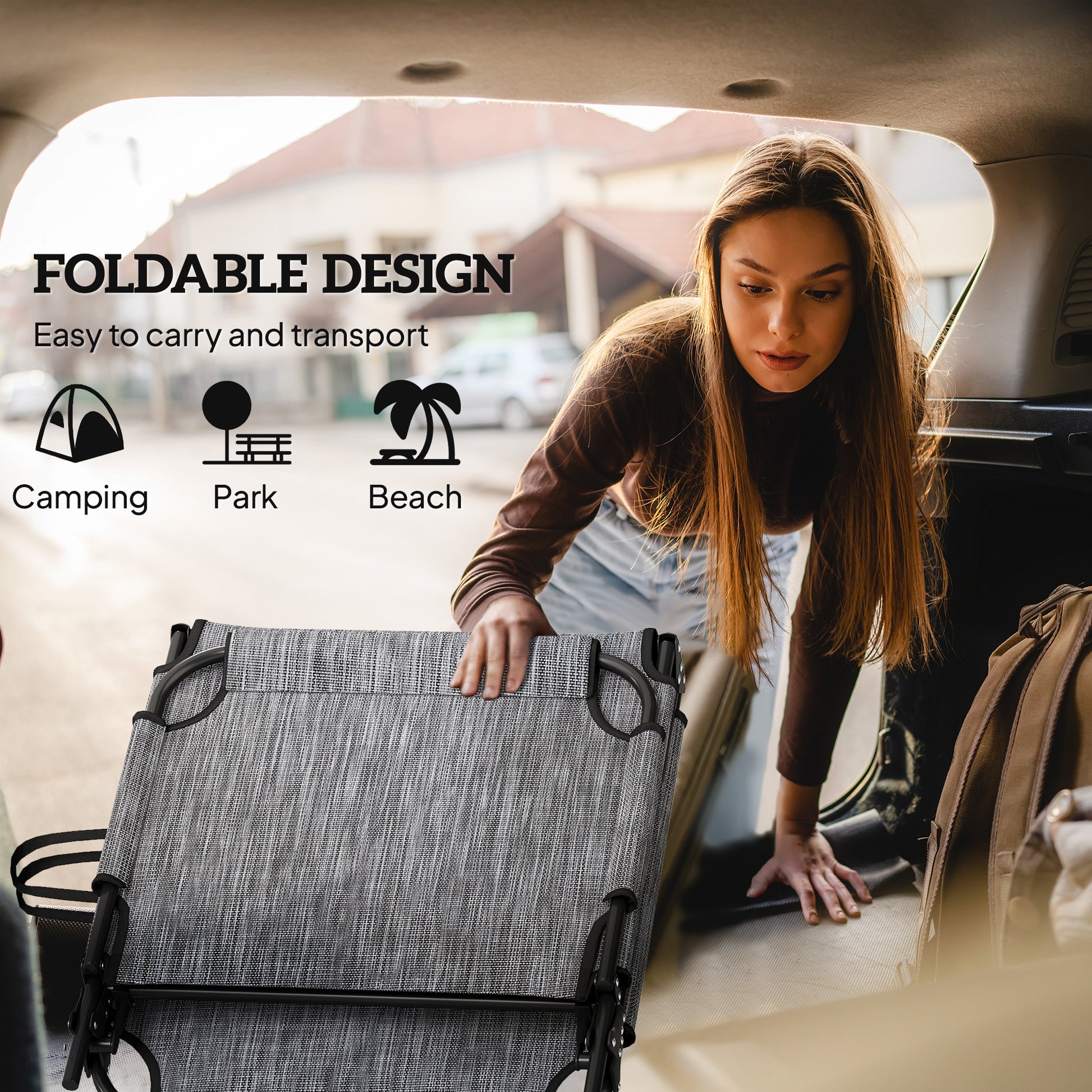 2-Piece Folding Lounge Chairs with Adjustable Backrest, Tanning Chair with Cushion, Side Pocket, Headrest, Black