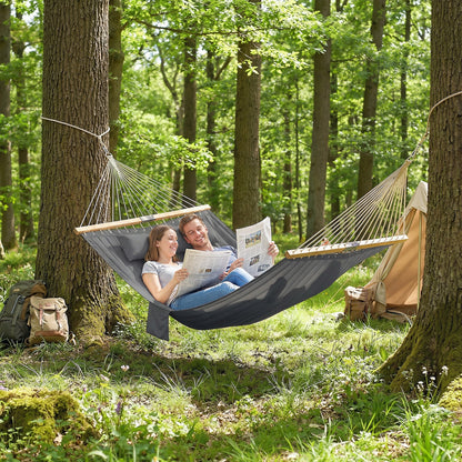 Outdoor Hammock Padded Camping Hammock with Pillow & Spreader Bars 200 x 140 cm Grey
