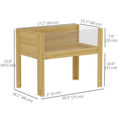 Wooden Raised Garden Bed with Acrylic Panels, Raised Planter Box with Drainage Holes, 29.5" x 18.1" x 23.8"